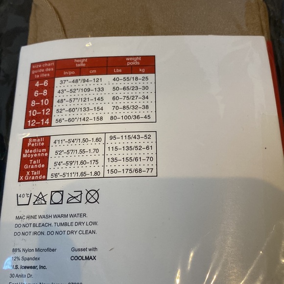 Icewear footed skating tights Lycra sz 10-12 new - Picture 4 of 6